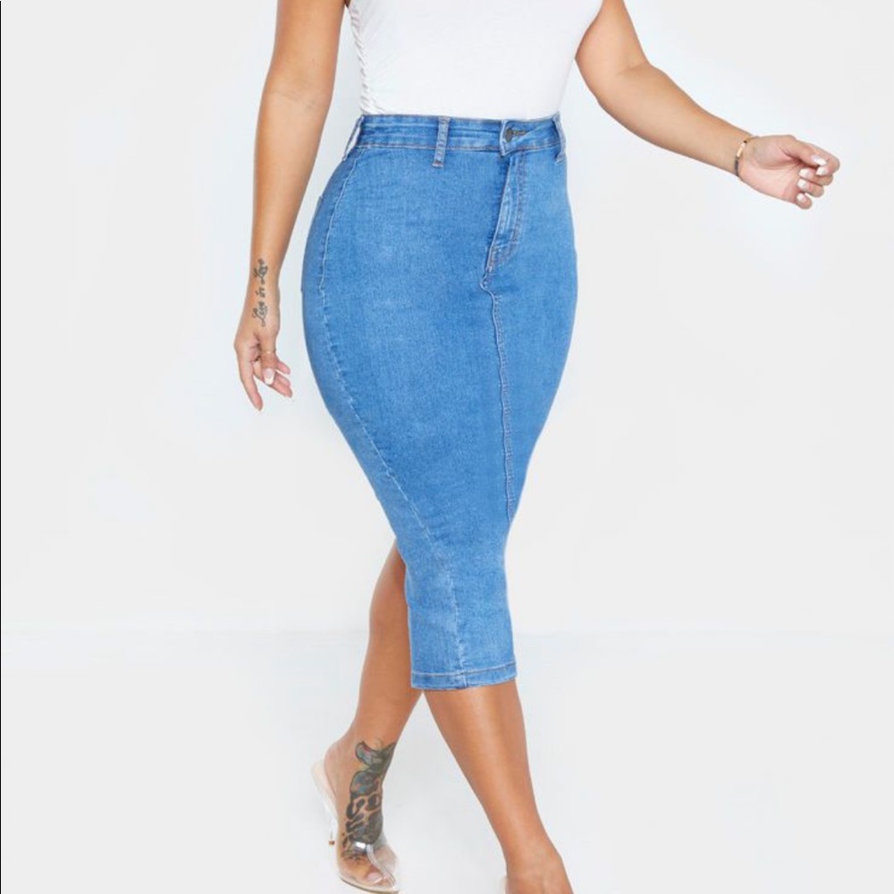 PrettyLittleThing Denim Midi Skirt